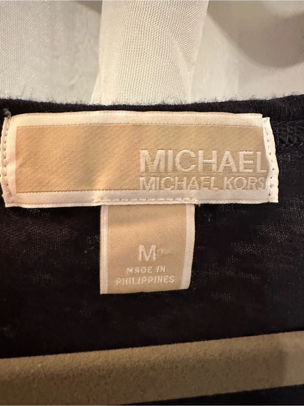Michael Kors Navy Long-Sleeve Scoop Neck Top with Rounded Bottoms